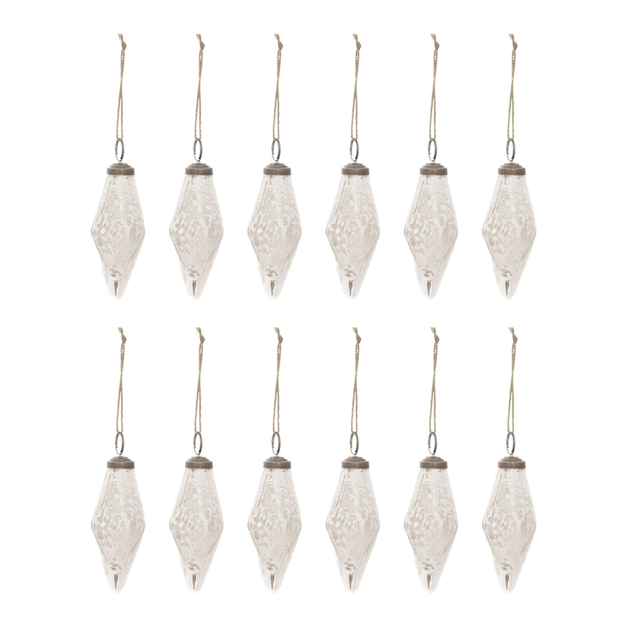 Hello Honey® 12 Pack 4" Silver Mercury Glass Teardrop Ornaments